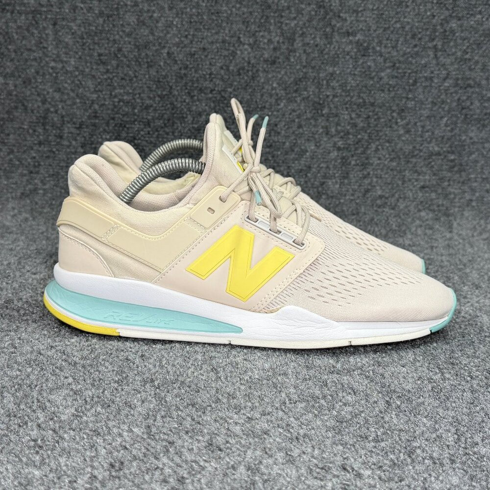 New Balance 247‎ v2 Running Shoes Women's Size 10 Tan Yellow Blue Athletic Retro
